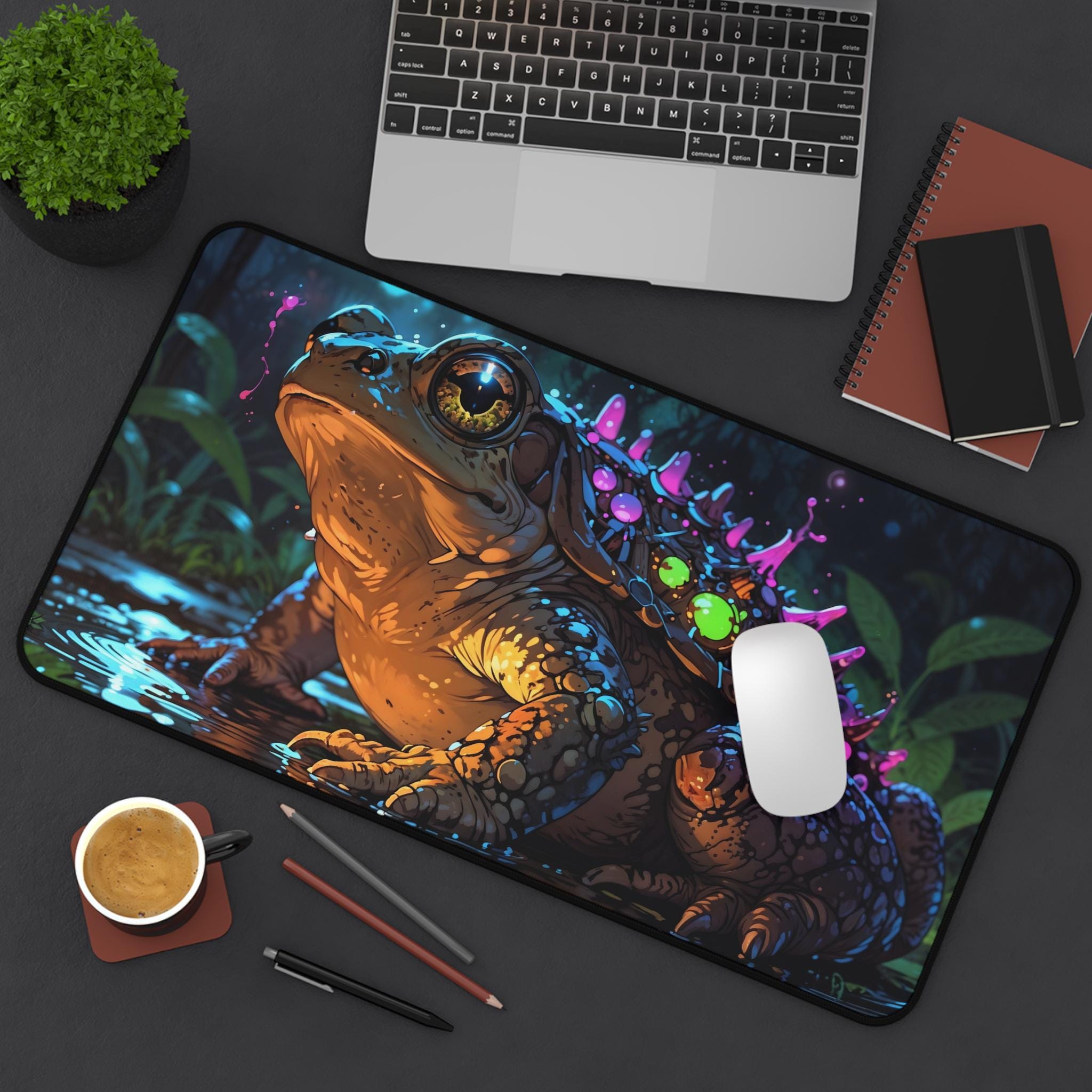 Desk Setup Workspace - Настольный коврик с милой небесной лягушкой