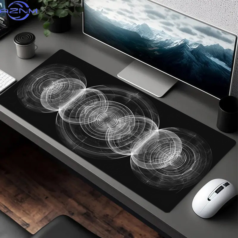 Desk Setup Workspace - Большой черно-белый коврик для мыши со