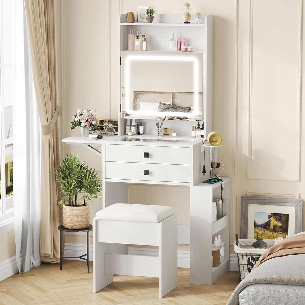 Desk Vanity Setup - Небольшой туалетный столик Vabches с состаренной