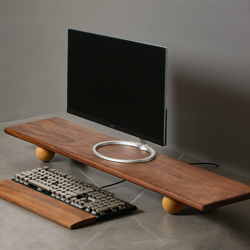 Desk Setup Monitor And Laptop - Подставка для монитора из цельного дерева,