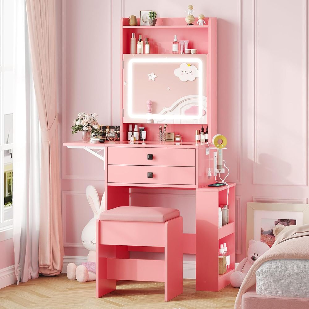 Desk Vanity Setup - Маленький туалетный столик Vabches с панелью