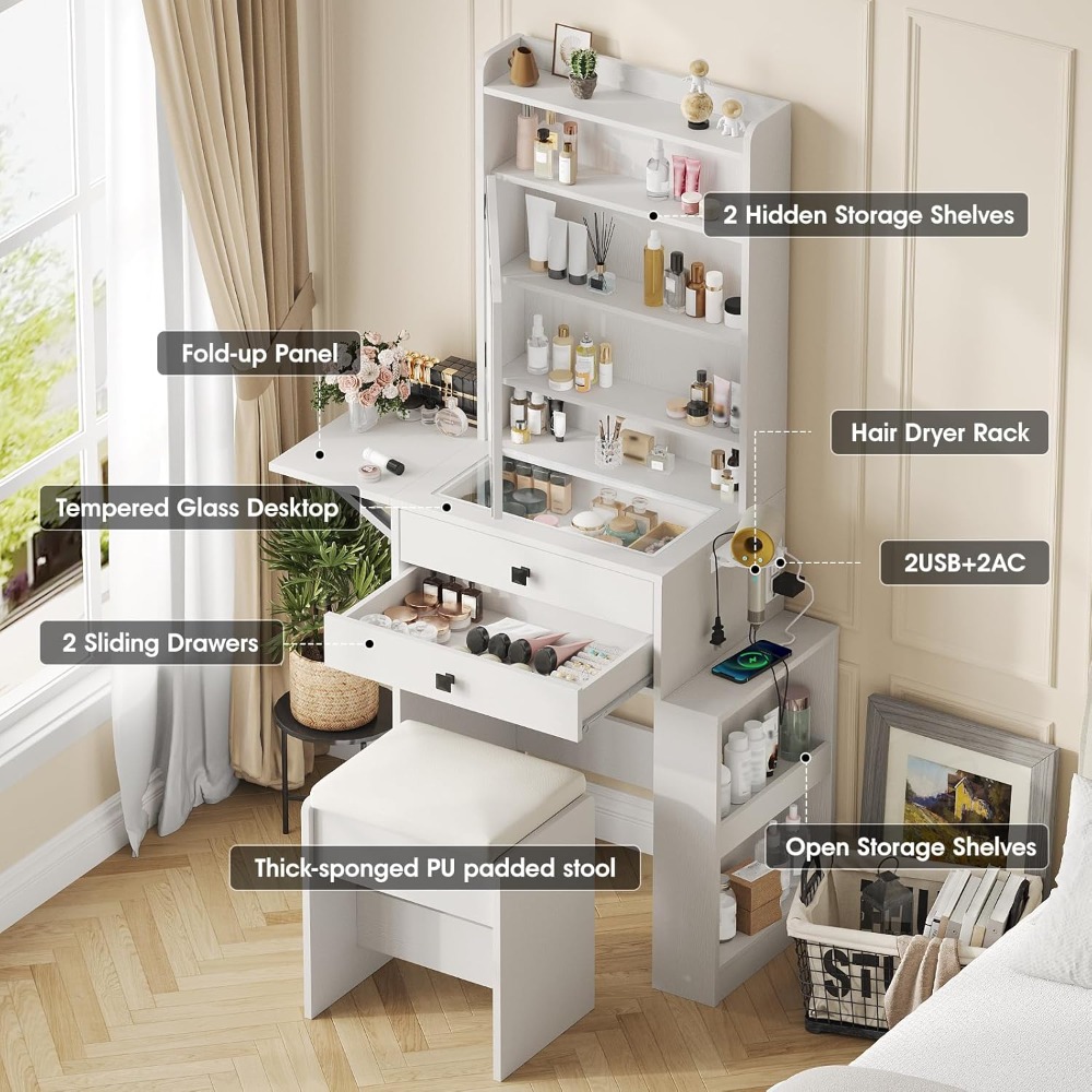 Маленький туалетный столик с 3 – обзор и цена Desk Vanity Setup